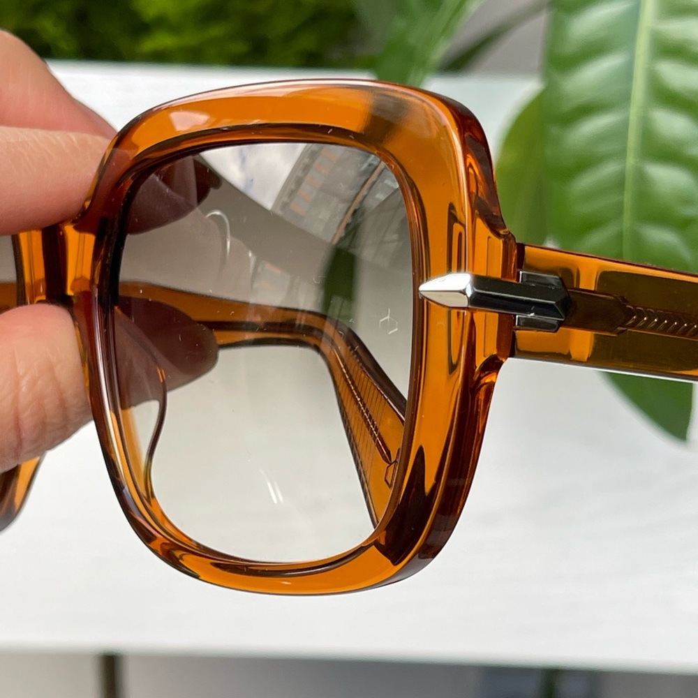Rag & Bone Square 56mm Oversized Sunglasses with Orange / Brown Frame - Picture 14 of 16